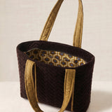 Grey Crocheted Trim Flap Bag
