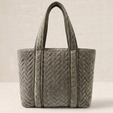 Grey Crocheted Trim Flap Bag