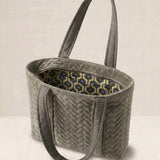 Grey Crocheted Trim Flap Bag