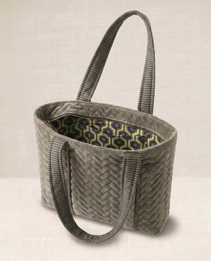 Grey Crocheted Trim Flap Bag