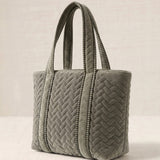 Grey Crocheted Trim Flap Bag
