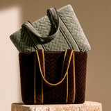 Grey Crocheted Trim Flap Bag