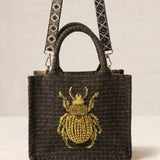 Bolso Tote Bordado Escarabajo Verde
