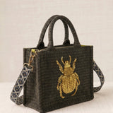 Bolso Tote Bordado Escarabajo Verde