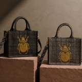 Bolso Tote Bordado Escarabajo Verde