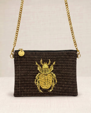 Bolso Bandolera Bordado Escarabajo Verde