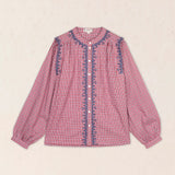 Blue Boho Embroidered Blouse