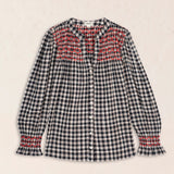 Blusa Vichy Bordada Negro