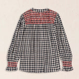 Blusa Vichy Bordada Negro