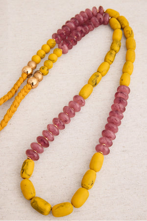Collar Largo Combinado Amarillo