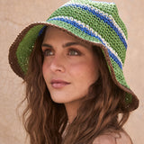 Gorro Rafia Rayas Verde