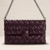 Bolso Trenzado Mano Burdeos