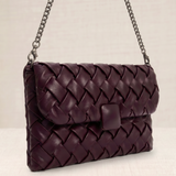 Bolso Trenzado Mano Burdeos