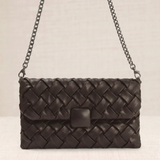 Burgundy Woven Handle Bucket Bag