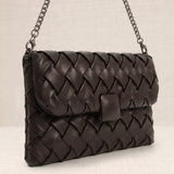 Burgundy Woven Handle Bucket Bag