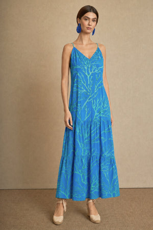 Vestido Tirantes Coral Azul