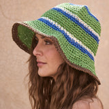 Gorro Rafia Rayas Verde