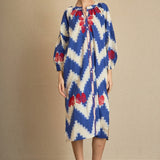 Vestido Kurta ZigZag Bordado Azul