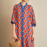Red Geometrical Shirt Dress