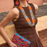 Embroidered Turquoise Boho Clutch