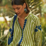 Embroidered Gingham Blouse Yellow/Blue