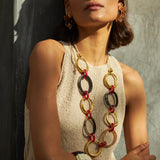 Collar Largo Argollas Resina Rojo