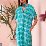 Blue Geometries Shirt Dress