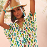 Vestido Cuello V Rombos Verde