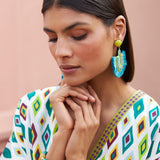 Vestido Cuello V Rombos Verde