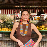Collar Multi Rayado Naranja