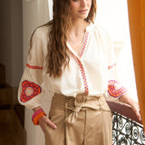 Blouse Medallions Neon Orange Medallion