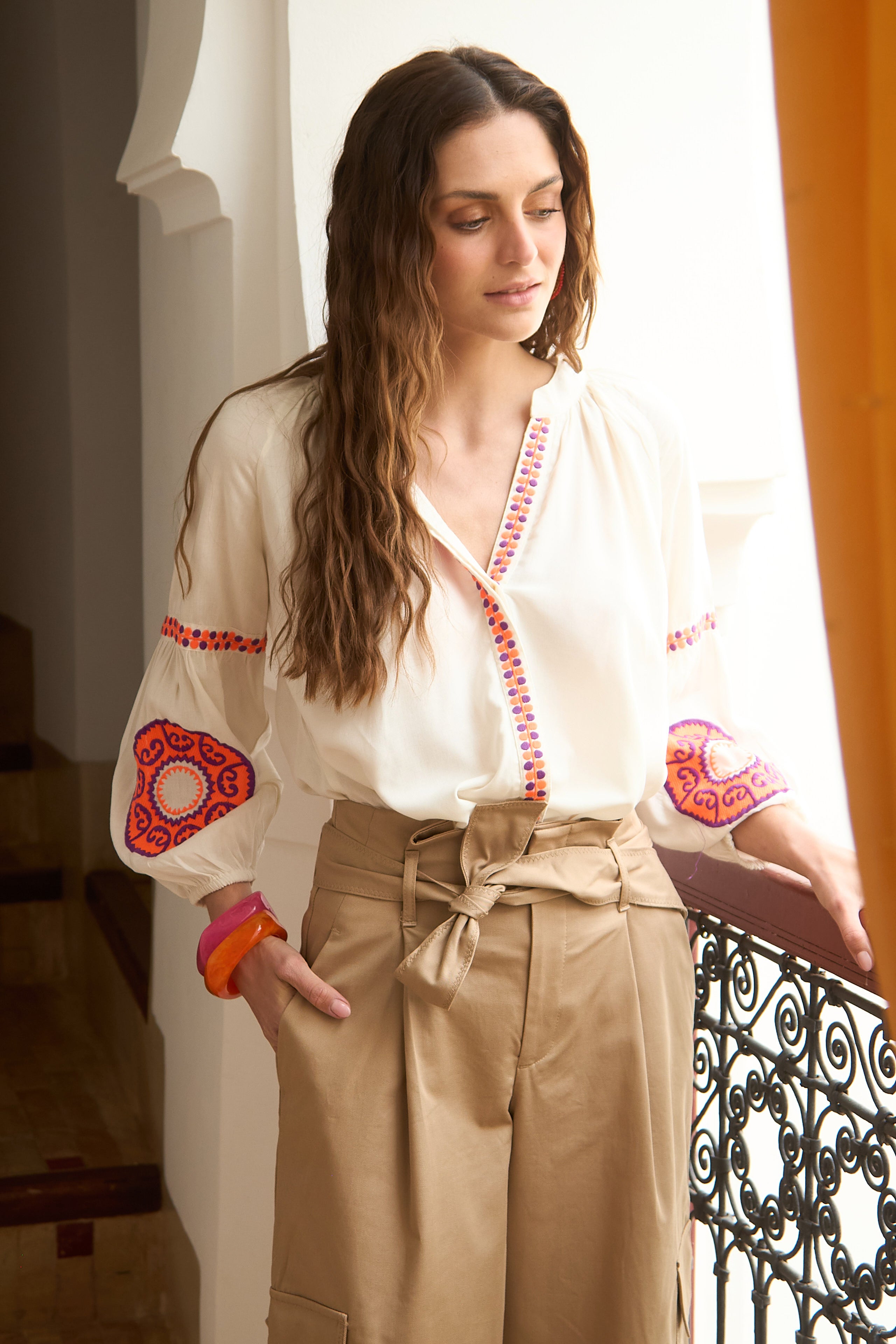 Blusa Medallones Flúor Medallón Naranja