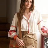 Blouse Medallions Neon Orange Medallion