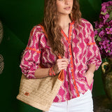 Blusa Ondas Bordada Fucsia