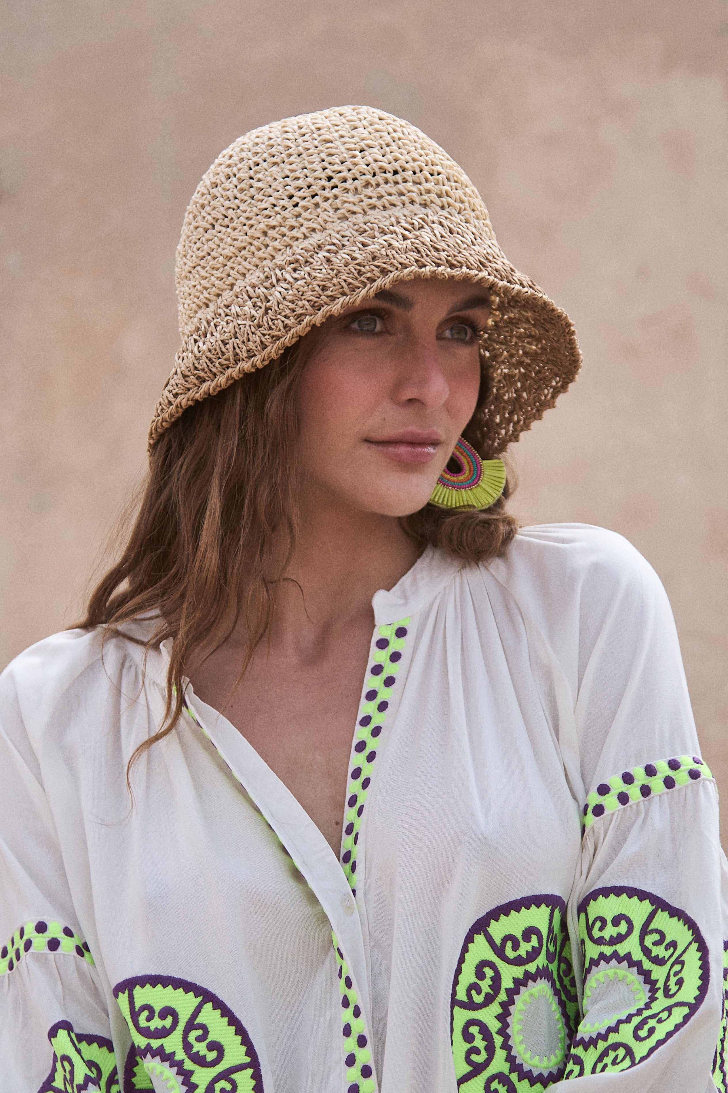 Gorro Rafia Liso Beige