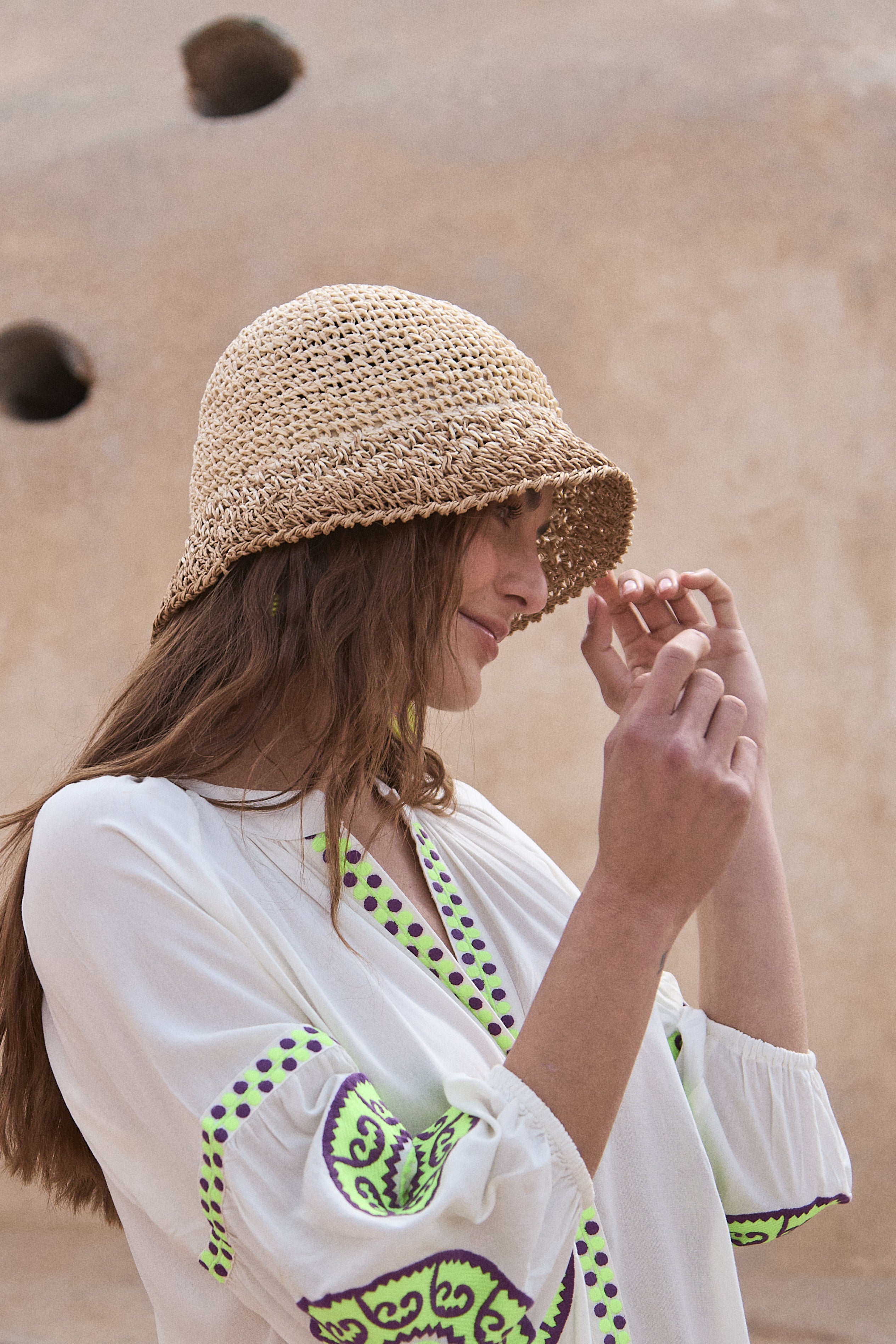 Gorro Rafia Liso Beige