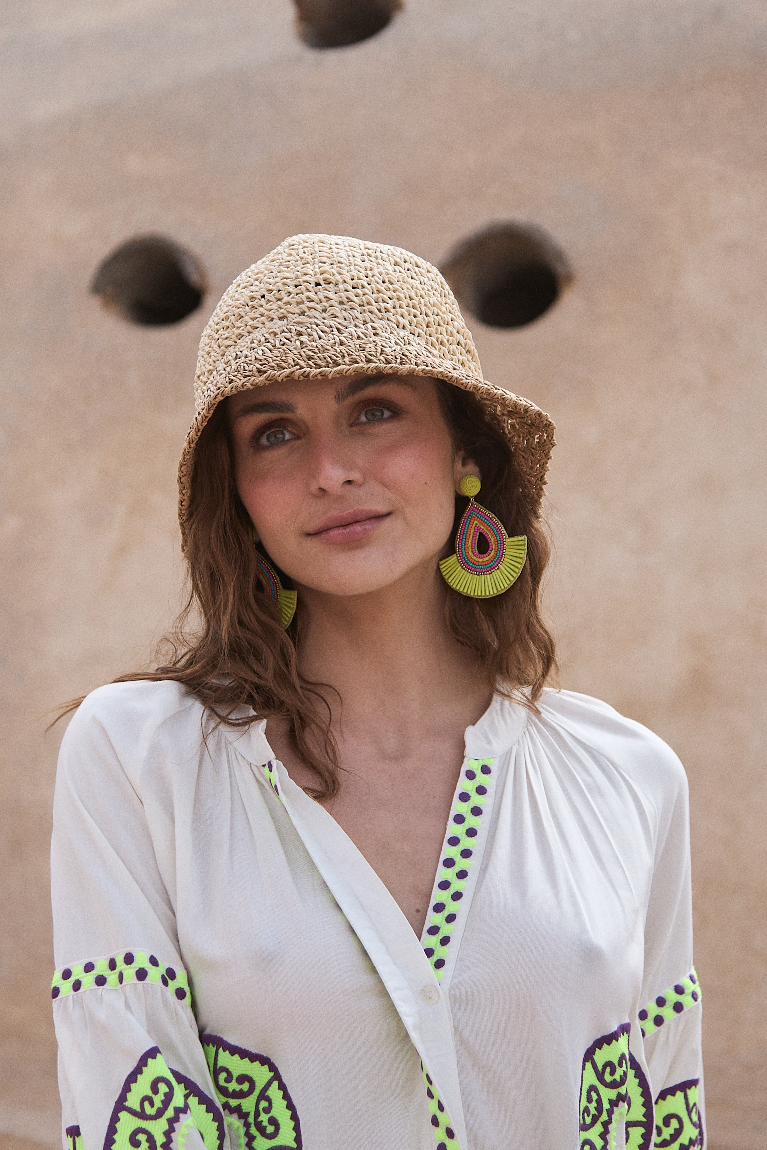 Gorro Rafia Liso Beige