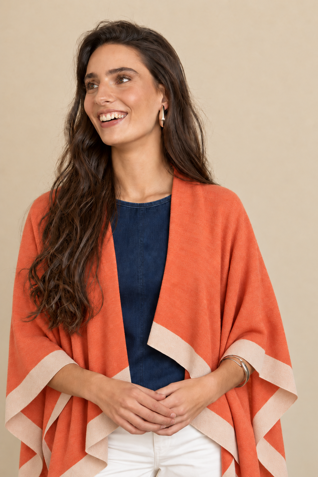Poncho Bicolor Naranja