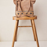 Leather Shopper Bag with Ethnic Embroidery