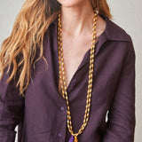 Duo collares borla Violeta/mostaza