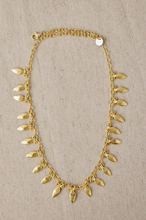 Teardrop Stone and Brass Gold Necklace