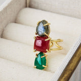 Anillo trío piedras semipreciosas