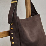 Bolso Shopper Ante con Tachuelas Marrón