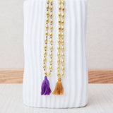 Duo collares borla Violeta/mostaza