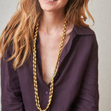 Duo collares borla Violeta/mostaza