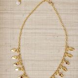 Fuchsia Brass Stone Teardrop Necklace