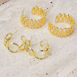 Pendientes Aro Labrados Latón con Baño de Oro