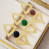 Broche Triángulo Piedra Semipreciosa Azul