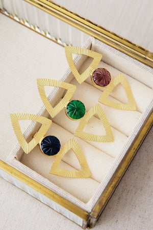 Blue Semi-Precious Stone Triangle Brooch