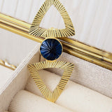 Green semiprecious stone triangle brooch